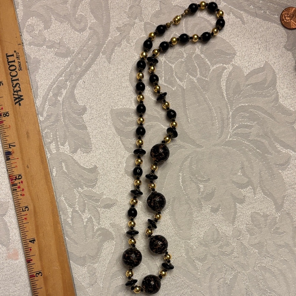 Classic Black and Gold  glass Beaded Women's Necklace